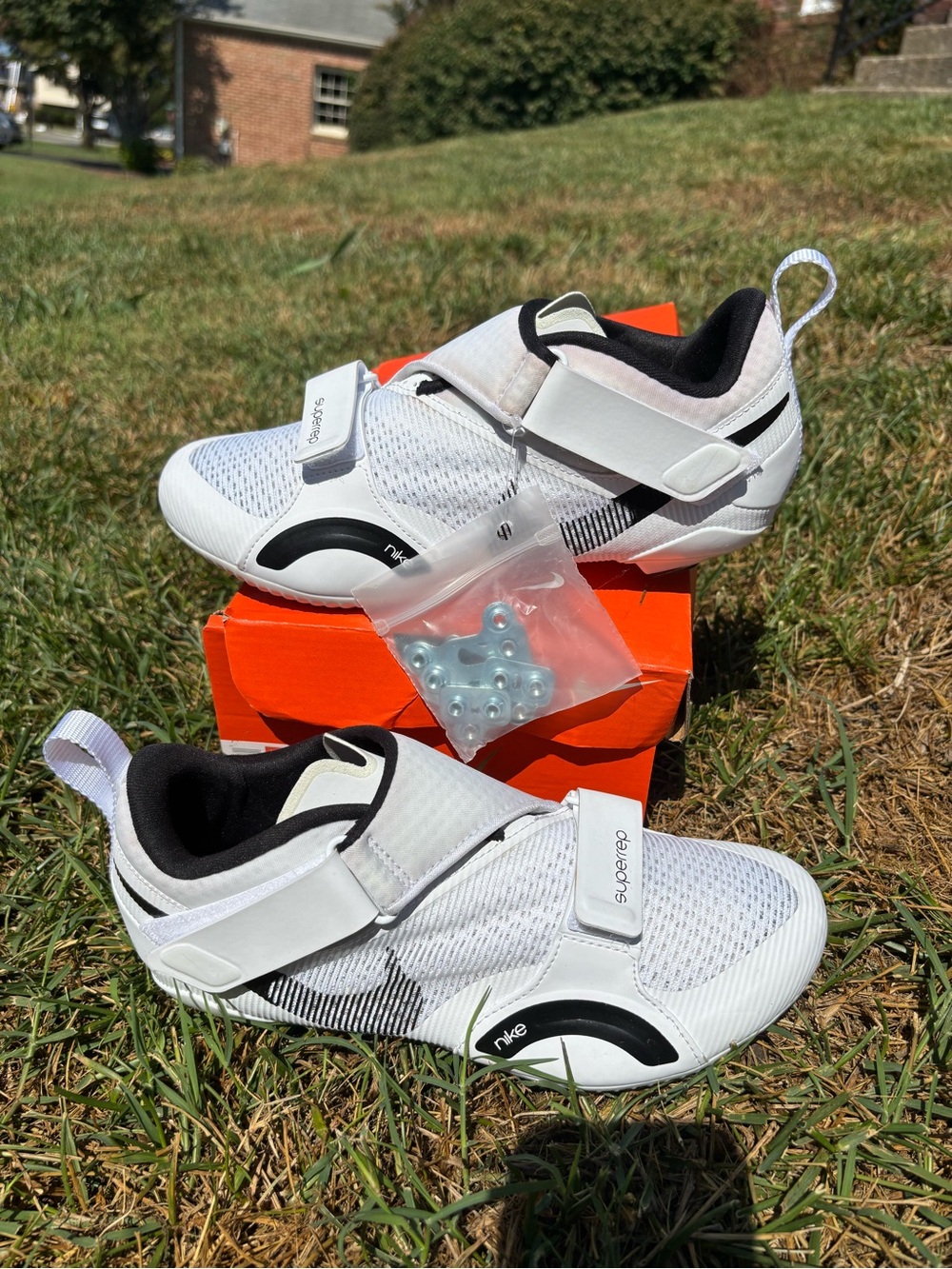 Nike White and Black Women’s Training Shoes with Dual Straps